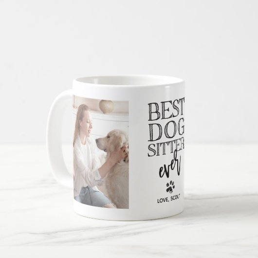 Moderne Aangepaste foto Beste Dog Sitter Koffiemok (Voorkant links)