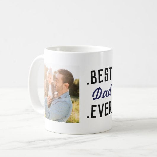 Moderne aangepaste foto Blauw beste vader ooit Mok (Voorkant links)