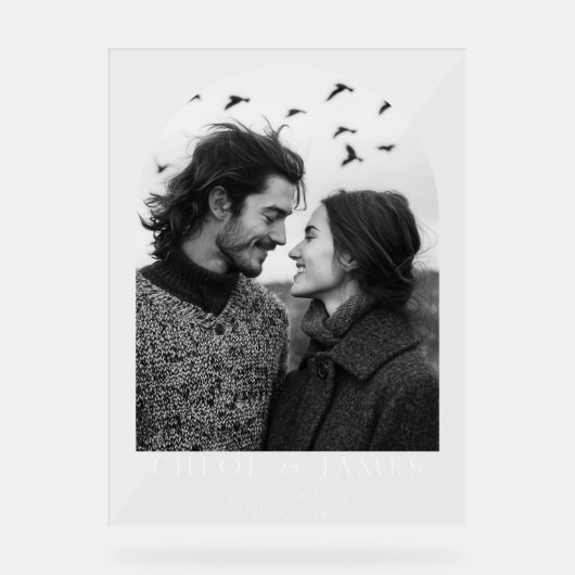 Moderne aangepaste foto boog bruiloft welkom acryl bord (Voorkant)