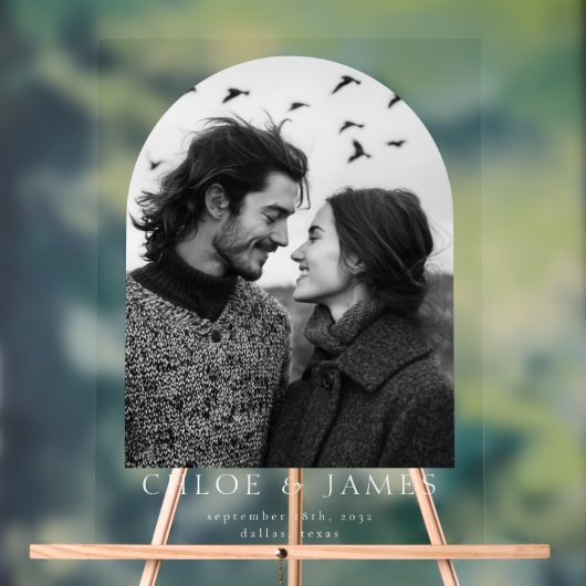 Moderne aangepaste foto boog bruiloft welkom acryl bord (Neutraal)