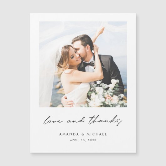 Moderne Aangepaste foto-bruiloft Bedankt Magnet (Voorkant)