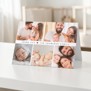 Moderne Aangepaste Foto Collage Baby Shower Eenvou Bedankkaart