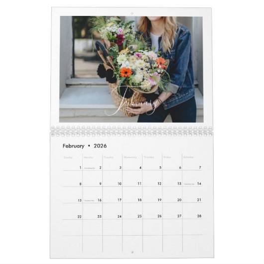 Moderne aangepaste foto Creëer Uw eigen elegant sc Kalender (Feb 2026)