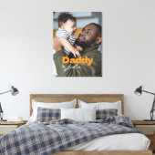 Moderne aangepaste foto Daddy & Son naam Keepsake Canvas Afdruk (Insitu (Slaapkamer))