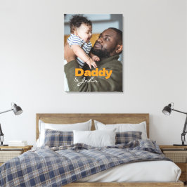 Moderne aangepaste foto Daddy & Son naam Keepsake Canvas Afdruk