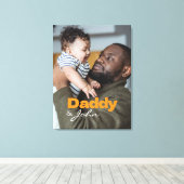 Moderne aangepaste foto Daddy & Son naam Keepsake Canvas Afdruk (Insitu (Houten vloer))