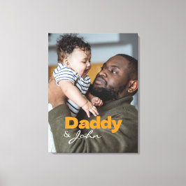 Moderne aangepaste foto Daddy & Son naam Keepsake Canvas Afdruk