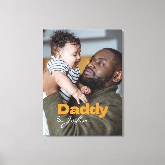 Moderne aangepaste foto Daddy & Son naam Keepsake Canvas Afdruk (Voorkant)