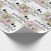 Moderne aangepaste foto-dooszwart-witte typografie cadeaupapier (Hoek)