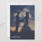 Moderne aangepaste foto elegante script bruiloft  kaart (Achterkant)