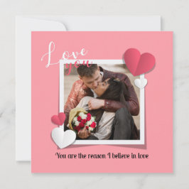 Moderne aangepaste foto en liefdesbericht bedankkaart