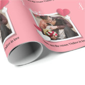 Moderne aangepaste foto en liefdesbericht cadeaupapier (Rol Hoek)