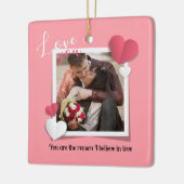 Moderne aangepaste foto en liefdesbericht keramisch ornament (Links)