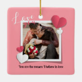 Moderne aangepaste foto en liefdesbericht keramisch ornament (Achterkant)