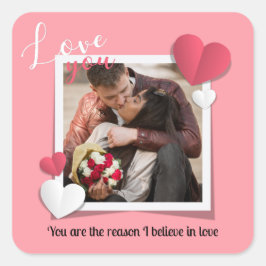 Moderne aangepaste foto en liefdesbericht vierkante sticker