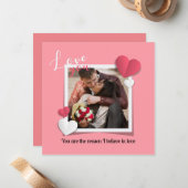 Moderne aangepaste foto en liefdesboodschap notitiekaartje (Voorkant / Achterkant in situ)