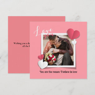 Moderne aangepaste foto en liefdesboodschap notitiekaartje