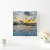 Moderne aangepaste foto gepersonaliseerde muur vierkante klok (Huis)