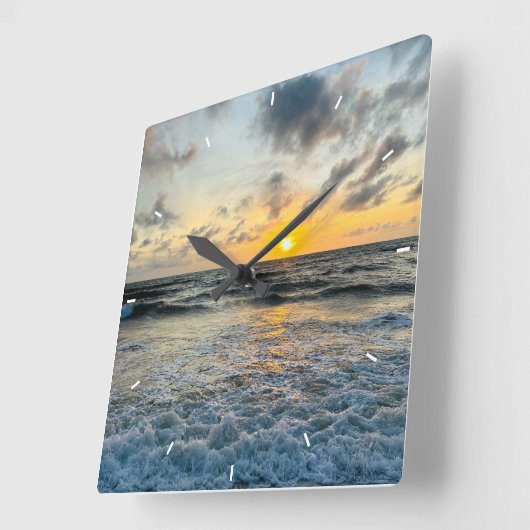 Moderne aangepaste foto gepersonaliseerde muur vierkante klok (Hoek)