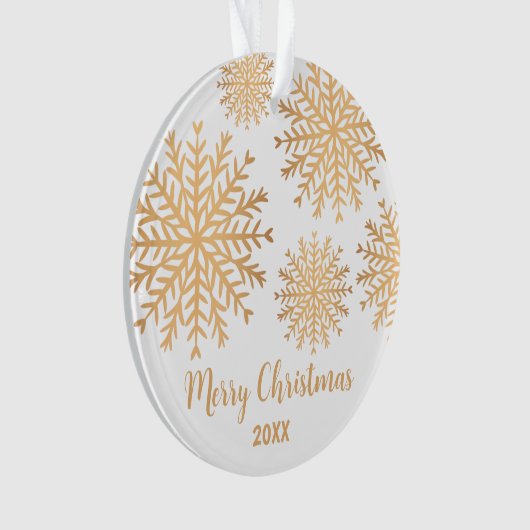 Moderne, aangepaste foto Gold Snowflake Merry-kers Ornament (voorkant)