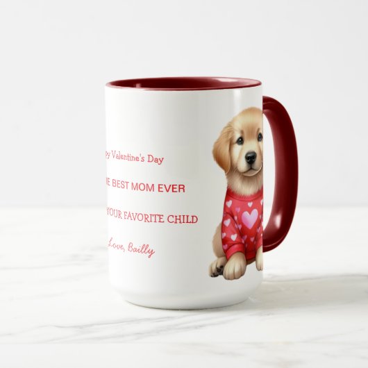 Moderne aangepaste foto hond Valentijnsdag Mok (Voorkant rechts)