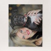 Moderne Aangepaste Foto Hondeneigenaar Portret Legpuzzel (Verticaal)