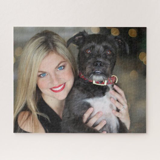 Moderne Aangepaste Foto Hondeneigenaar Portret Legpuzzel (Horizontaal)