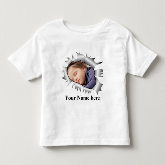 Moderne aangepaste foto in een gat kinder shirts (Voorkant)