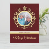 Moderne aangepaste foto kerstgroeten feestdagenkaart (Staand voorkant)