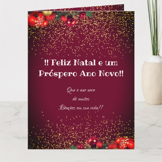 Moderne aangepaste foto Kerstmis Feliz Natal Kaart (Voorkant)