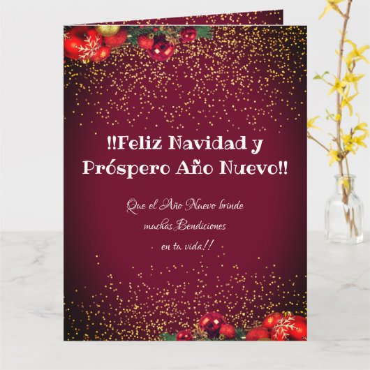 Moderne aangepaste foto Kerstmis Feliz Navidad Kaart (Gele Bloem)