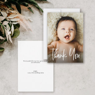 Moderne aangepaste foto kleine notitie Baby shower Bedankkaart