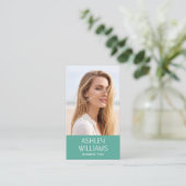 Moderne Aangepaste Foto Kleur QR-code Elegant Groe Visitekaartje (Staand voorkant)