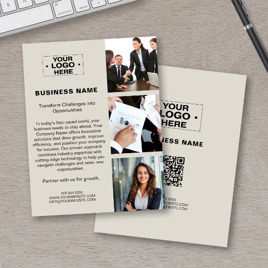 Moderne aangepaste foto Logo QR Corporate Business Flyer