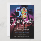 Moderne aangepaste foto Luau Party 50e verjaardag Kaart (Voorkant)
