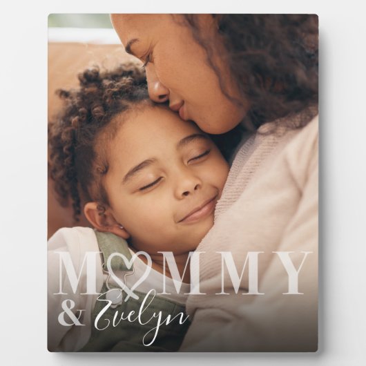 Moderne aangepaste foto Mama & kind naam Keepsake Fotoplaat (Voorkant)