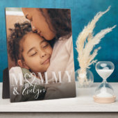 Moderne aangepaste foto Mama & kind naam Keepsake Fotoplaat (Zijkant)