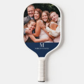 Moderne aangepaste foto Monogram Naam Blauw & Wit Pickleball Paddle (Achterkant)