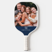 Moderne aangepaste foto Monogram Naam Blauw & Wit Pickleball Paddle (Voorkant)