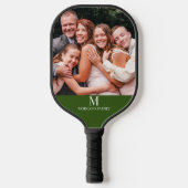 Moderne aangepaste foto Monogram Naam Forest Green Pickleball Paddle (Voorkant)