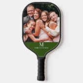 Moderne aangepaste foto Monogram Naam Forest Green Pickleball Paddle (Achterkant)