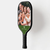 Moderne aangepaste foto Monogram Naam Forest Green Pickleball Paddle (Links)