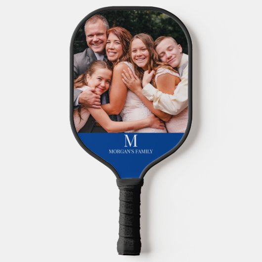 Moderne aangepaste foto-monogram naam Pickleball P Pickleball Paddle (Achterkant)