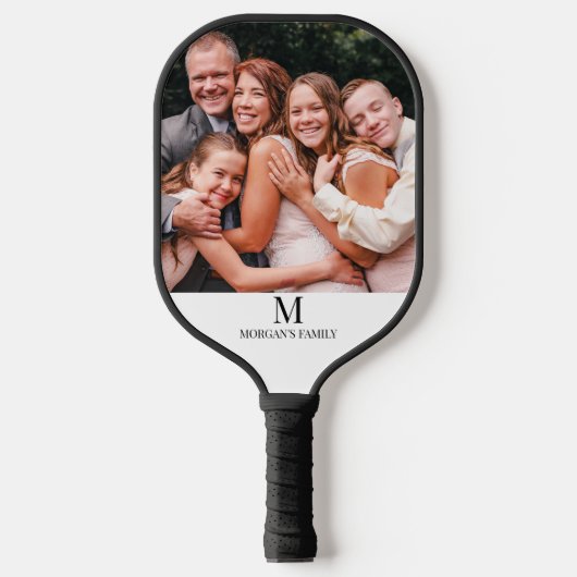 Moderne aangepaste foto-monogram naam Pickleball P Pickleball Paddle (Voorkant)