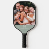Moderne aangepaste foto Monogram Naam Sage Groen Pickleball Paddle (Achterkant)