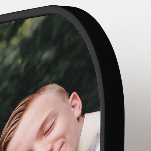 Moderne aangepaste foto Monogram Naam Sage Groen Pickleball Paddle (Links Detail)