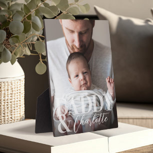 Moderne aangepaste foto papa & Baby naam Keepsake Fotoplaat