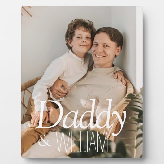 Moderne aangepaste foto papa & Baby naam Keepsake Fotoplaat (Voorkant)