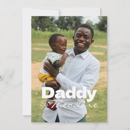 Moderne aangepaste foto papa & Baby naam Keepsake Kaart (Voorkant)