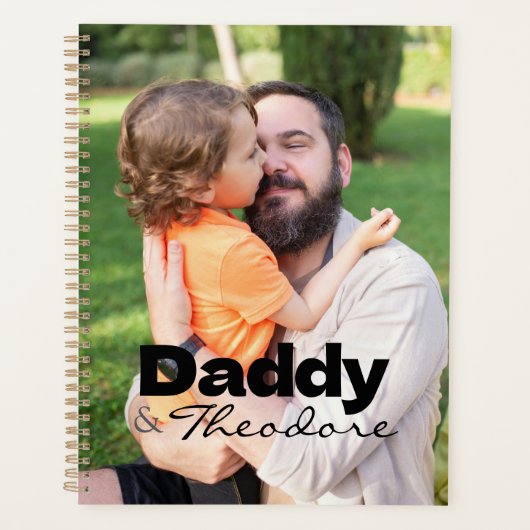 Moderne aangepaste foto papa & Baby naam Keepsake Planner (Voorkant)